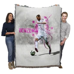 Karim Benzema Energetic Football Player Woven Blanket