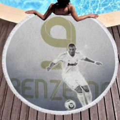 Karim Benzema European Cups Soccer Player Round Beach Towel 1