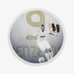 Karim Benzema European Cups Soccer Player Round Beach Towel