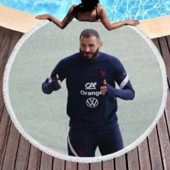 Karim Benzema FIFA World Cup Footballer Round Beach Towel 1