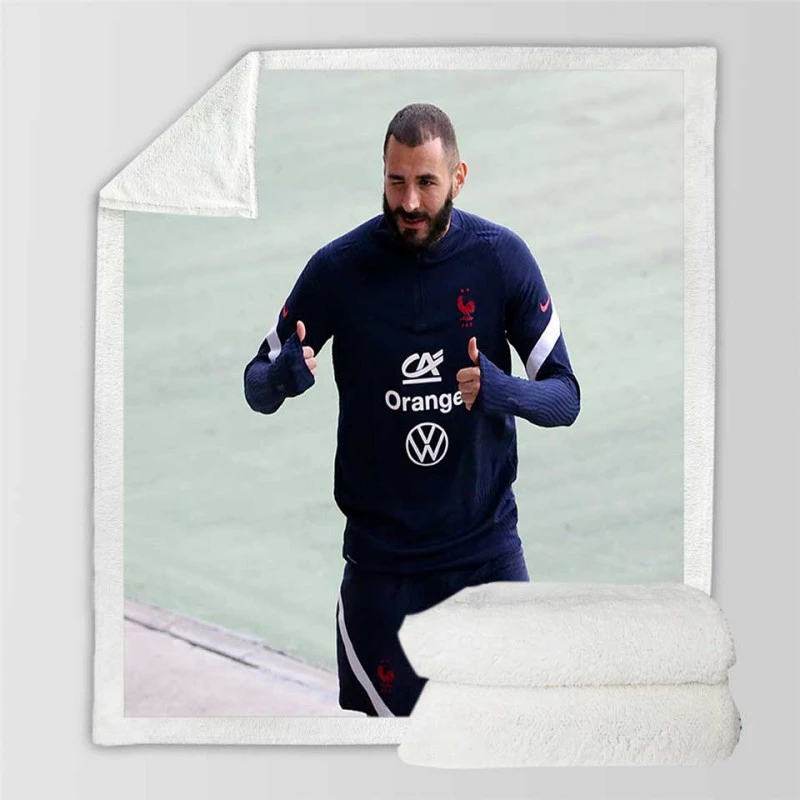 Karim Benzema FIFA World Cup Footballer Sherpa Fleece Blanket