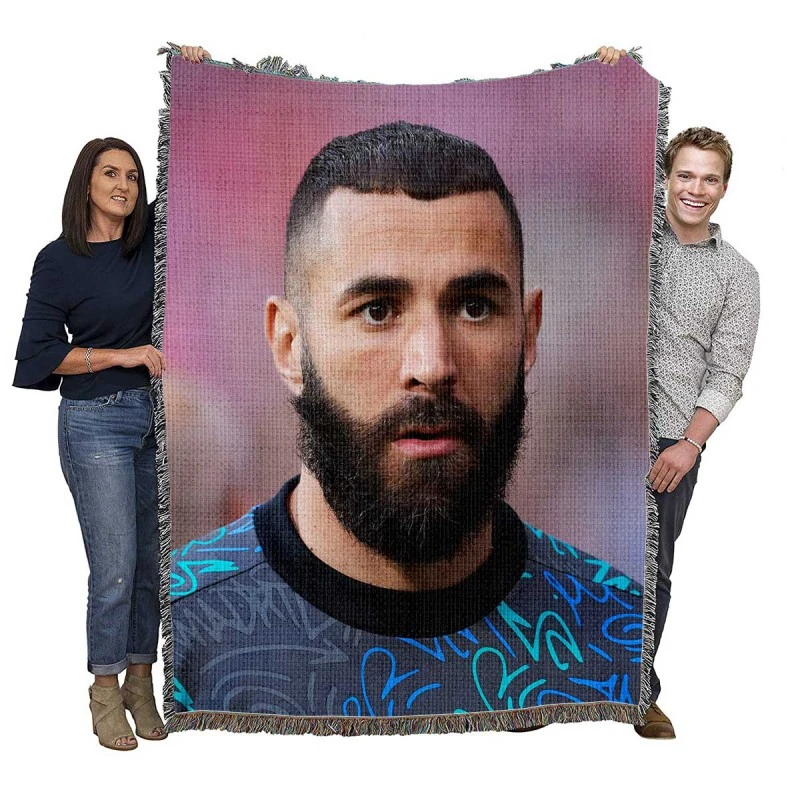 Karim Benzema Fast Football Player Woven Blanket