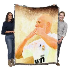 Karim Benzema Focused Football Player Woven Blanket