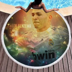 Karim Benzema Football Player Real Madrid Round Beach Towel 1