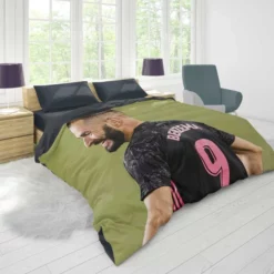 Karim Benzema Football Player in Black Duvet Cover 1