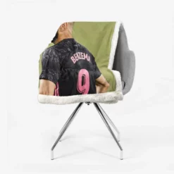 Karim Benzema Football Player in Black Sherpa Fleece Blanket 2