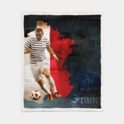 Karim Benzema France Stripe Jersey Football Player Sherpa Fleece Blanket 1