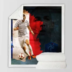 Karim Benzema France Stripe Jersey Football Player Sherpa Fleece Blanket