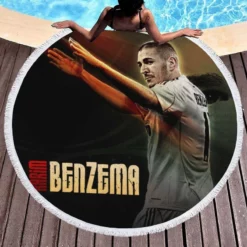 Karim Benzema French Soccer Player Round Beach Towel 1