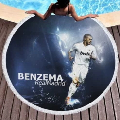 Karim Benzema Graceful Football Player Round Beach Towel 1