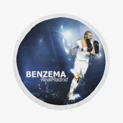 Karim Benzema Graceful Football Player Round Beach Towel