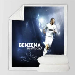 Karim Benzema Graceful Football Player Sherpa Fleece Blanket