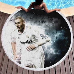 Karim Benzema Real Madrid Club Player  Round Beach Towel 1