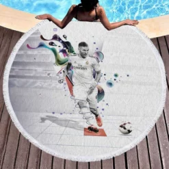 Karim Benzema Real Madrid Footballer Player Round Beach Towel 1