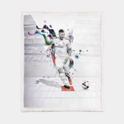 Karim Benzema Real Madrid Footballer Player Sherpa Fleece Blanket 1