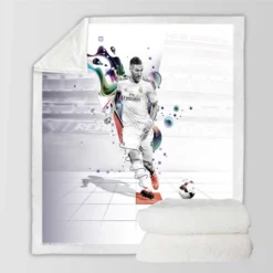 Karim Benzema Real Madrid Footballer Player Sherpa Fleece Blanket