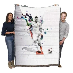 Karim Benzema Real Madrid Footballer Player Woven Blanket