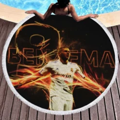 Karim Benzema Sports Player France Round Beach Towel 1