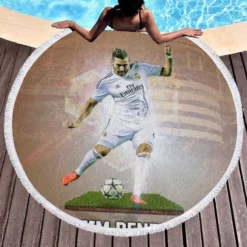 Karim Benzema Supercopa de Espana Round Beach Towel 1