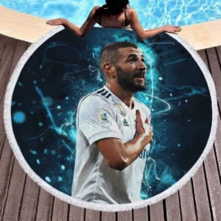 Karim Benzema Supper Coppa Football Player Round Beach Towel 1