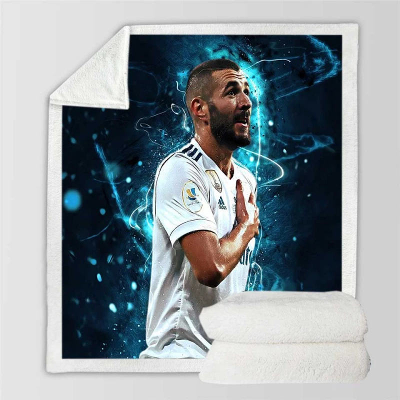 Karim Benzema Supper Coppa Football Player Sherpa Fleece Blanket