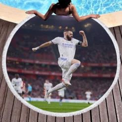 Karim Mostafa Benzema Extraordinary Football Player Round Beach Towel 1