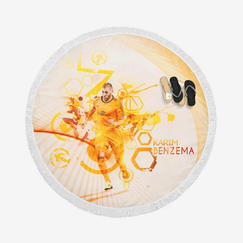 Karim Mostafa Benzema Footballer Player Round Beach Towel