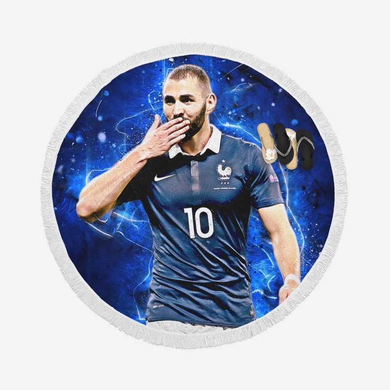 Karim Mostafa Benzema  France Round Beach Towel