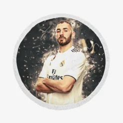 Karim Mostafa Benzema Goal driven Soccer Player Round Beach Towel