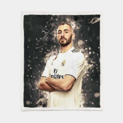 Karim Mostafa Benzema Goal driven Soccer Player Sherpa Fleece Blanket 1