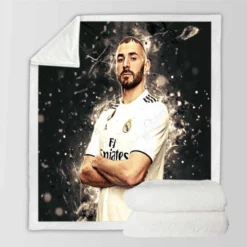 Karim Mostafa Benzema Goal driven Soccer Player Sherpa Fleece Blanket