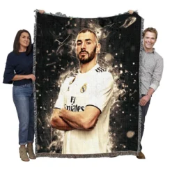 Karim Mostafa Benzema Goal driven Soccer Player Woven Blanket