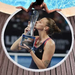 Karolina Pliskova Top Ranked Tennis Player Round Beach Towel 1