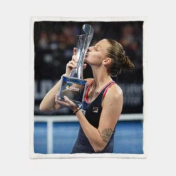 Karolina Pliskova Top Ranked Tennis Player Sherpa Fleece Blanket 1