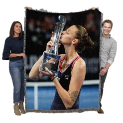 Karolina Pliskova Top Ranked Tennis Player Woven Blanket