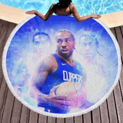 Kawhi Leonard American Professional Basketball Player Round Beach Towel 1