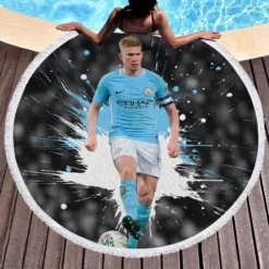 Kevin De Bruyne Active Manchester City Soccer Player Round Beach Towel 1