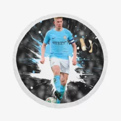 Kevin De Bruyne Active Manchester City Soccer Player Round Beach Towel