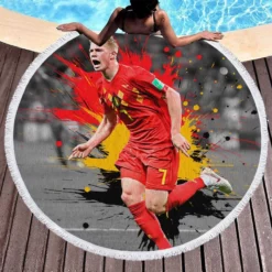 Kevin De Bruyne Belgium Official Football Player Round Beach Towel 1