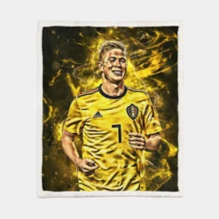 Kevin De Bruyne Excited Belgium Football player Sherpa Fleece Blanket 1