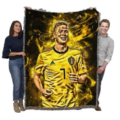 Kevin De Bruyne Excited Belgium Football player Woven Blanket