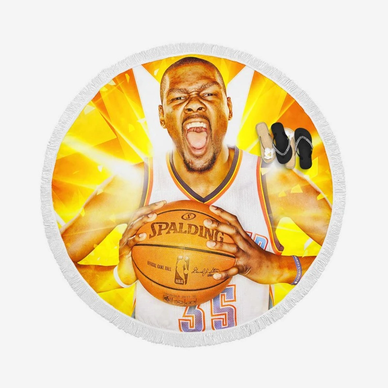 Kevin Durant Exciting NBA Basketball Player Round Beach Towel