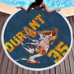 Kevin Durant Famous NBA Basketball Player Round Beach Towel 1