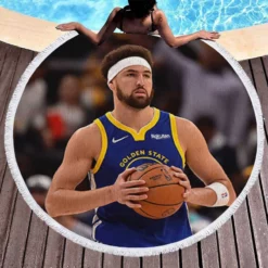 Klay Thompson Professional NBA Basketball Player Round Beach Towel 1