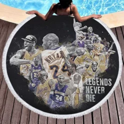 Kobe Bryant Awarded NBA Basketball Player Round Beach Towel 1