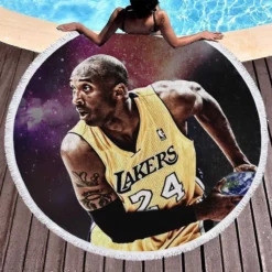 Kobe Bryant Competitive NBA Basketball Player Round Beach Towel 1