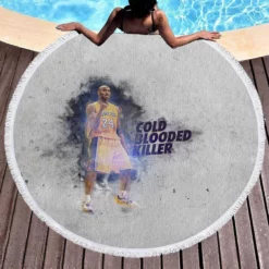 Kobe Bryant Energetic NBA Basketball Player Round Beach Towel 1