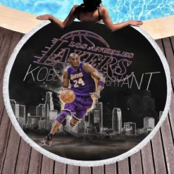 Kobe Bryant Excellent NBA Basketball Player Round Beach Towel 1