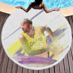 Kobe Bryant NBA All Defensive Team Member Round Beach Towel 1