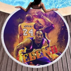 Kobe Bryant NBA Basketball Black Mamba Round Beach Towel 1